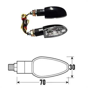 FRECCETTE(CP) MOTO LED MOD.SPIKE 2 NERE OMOLOGATE